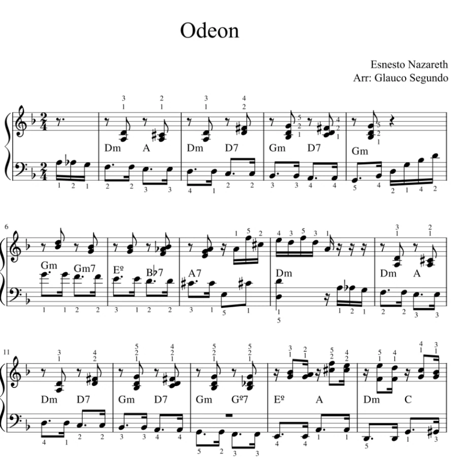 Página da partitura de Odeon