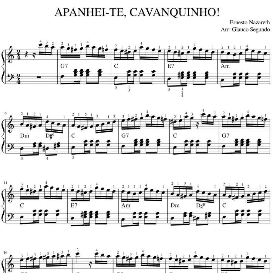 Página da partitura de Apanhei-te Cavaquinho