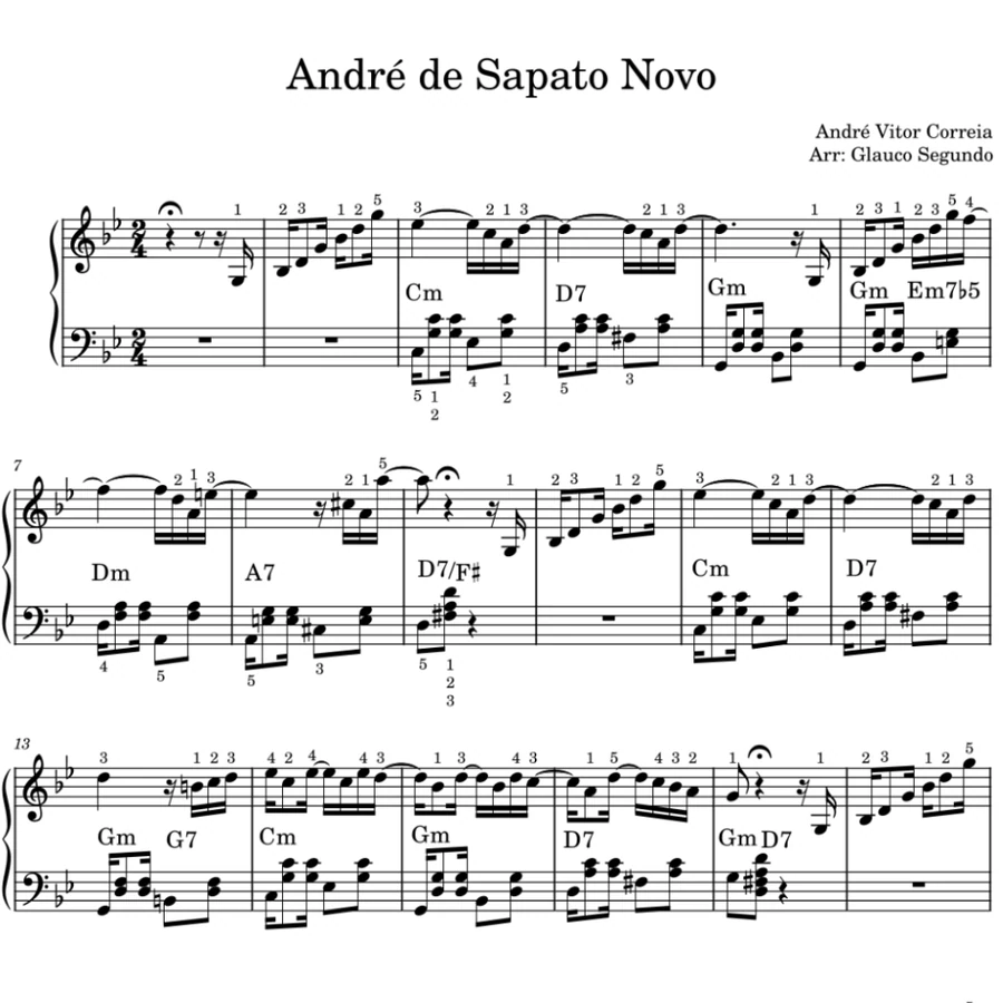Página da partitura de André de Sapato Novo