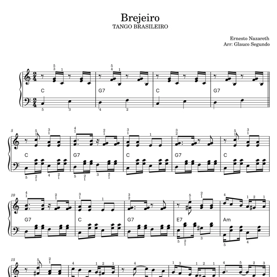 Página da partitura de Brejeiro